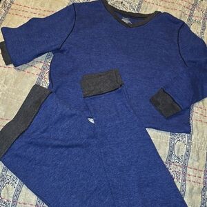 Climate Right By Cuddl Duds Blue and Gray Lounge Set
